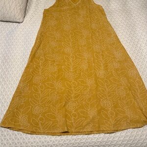 Sleeveless Mustard Floral Midi Dress